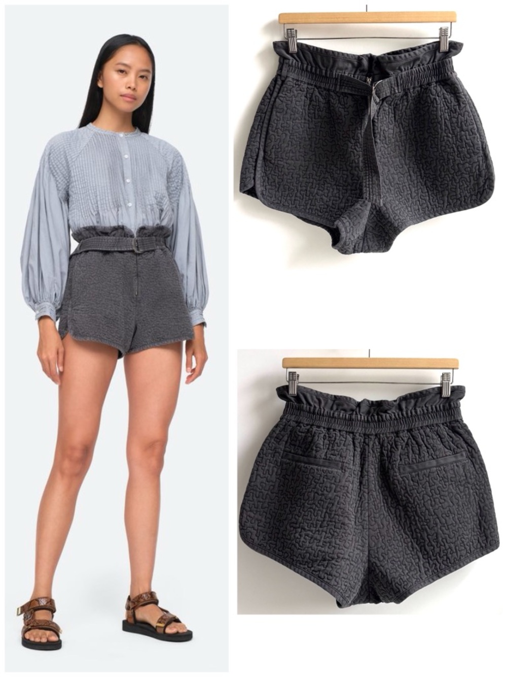 SEA New York Stan Sandwashed
Quilt High Waist Shorts Graphite Size 8